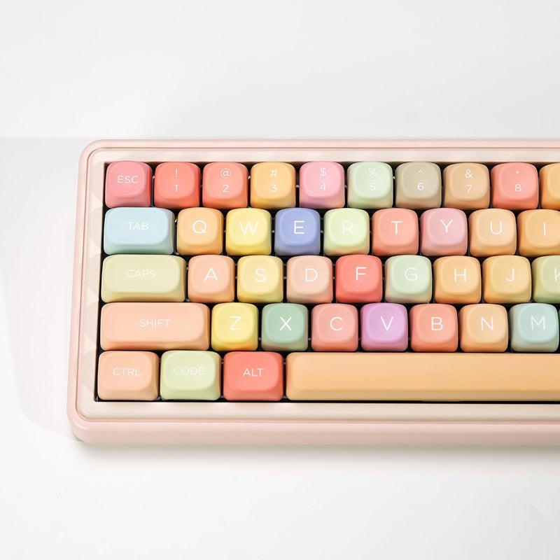 YMKPVR KBDiy Rainbow Candy Soft Macaron Pastel Keycaps Set, 133 Keys PBT Sublimation Custom keycaps for Mechanical Keyboards, Fits ANSI Layout 60%-Full-Sized Keyboards(KOA Profile) - Image 4